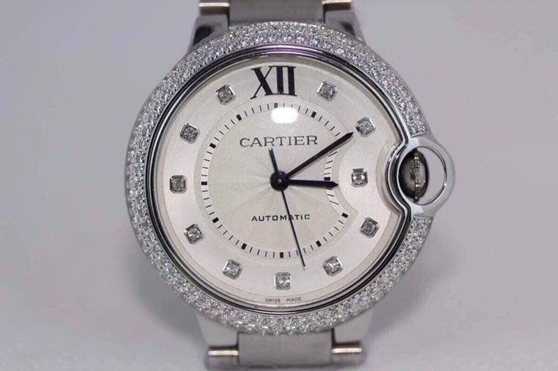 Ballon de Cartier 36mm 1:1 JF SS/SS Diamond Bezel Watches Asian 2688