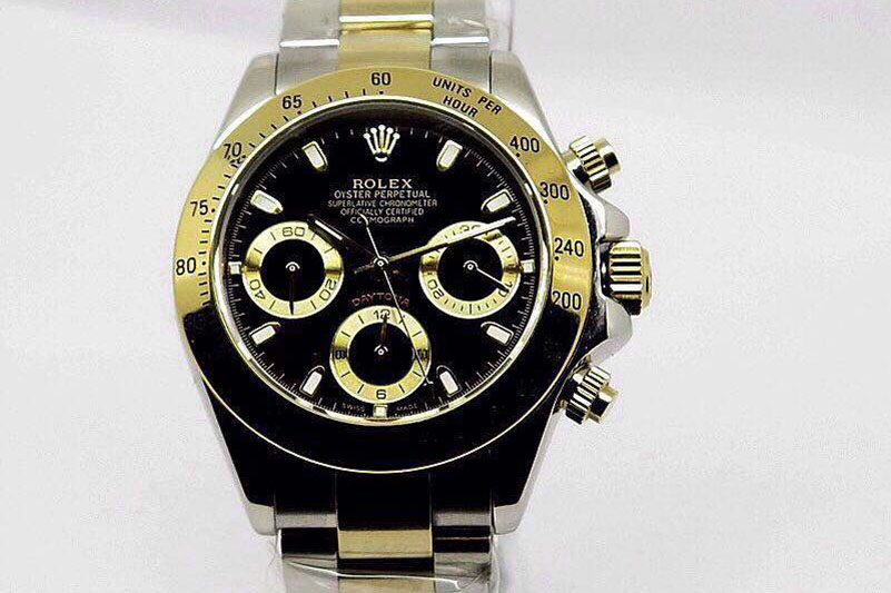 Rolex Daytona 116520 JF Black Dial on SS/YG Bracelet A7750