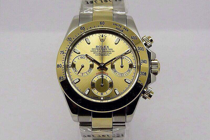 Rolex Daytona 116520 JF Gold Dial on YG/SS Bracelet A7750