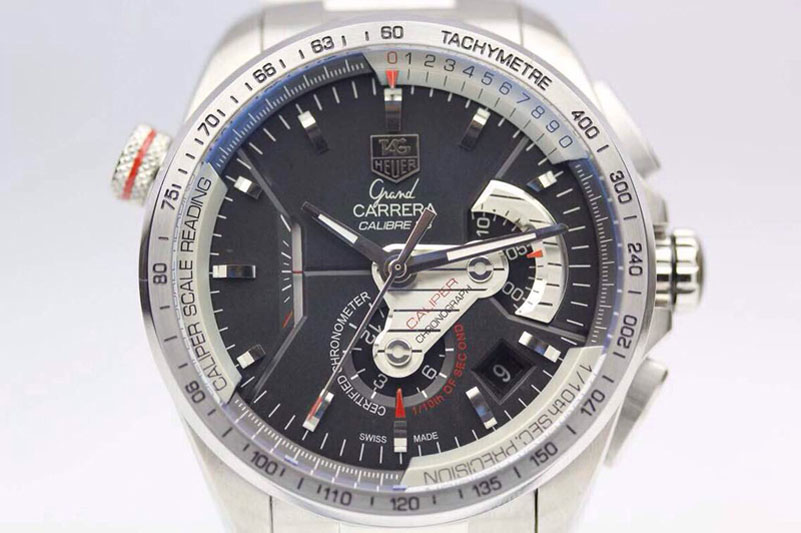 Tag Heuer Grand Carrera Calibre 36 Asia Valjoux 7750 Movement with Black Dial CAV5115.FT6019