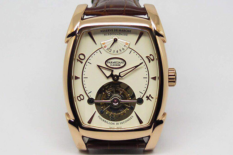 Luxury Parmigiani Fleurier Forma XL Hebdomadarie Tourbillon RG/LE Wht Tourbillon
