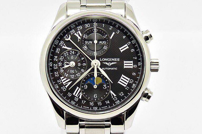 Longines Master Moonphase Chronograph SS Black Dial on Bracelet A7751
