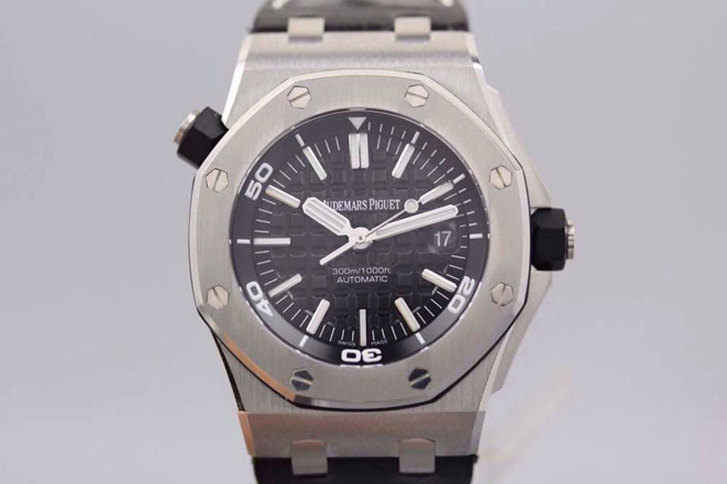 Audemars Piguet Royal Oak Offshore Diver 1:1 V7 JF Best Edition on Black Leather Strap A2824