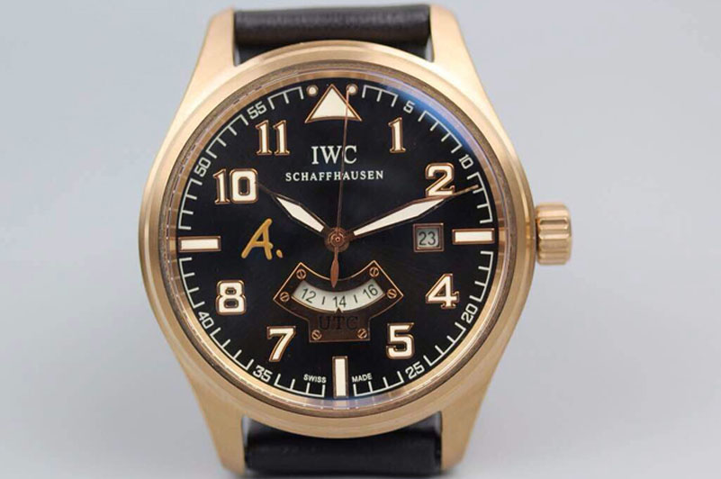IWC St.Exupery limited edition IW326104 RG Black Dial on Brown Leather Strap A21J