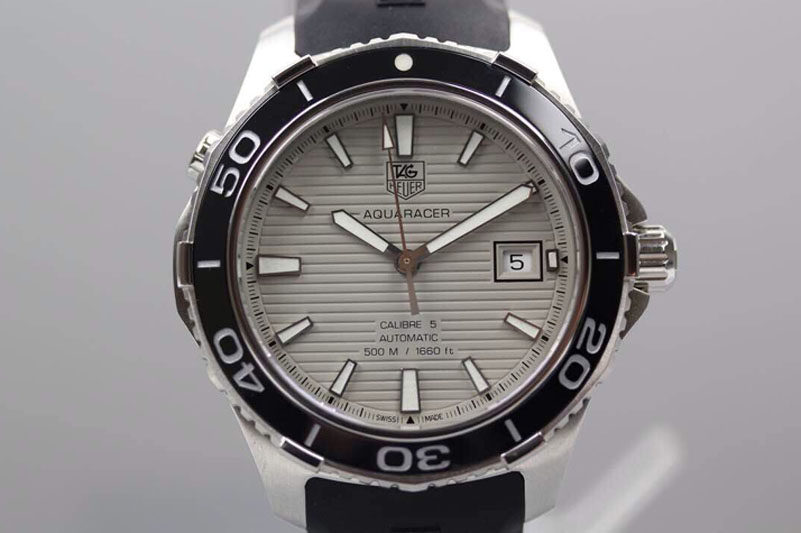 Tag Heuer Aquaracer Calibre 5 SS 1:1 Gray Dial on Black Rubber Strap A2824