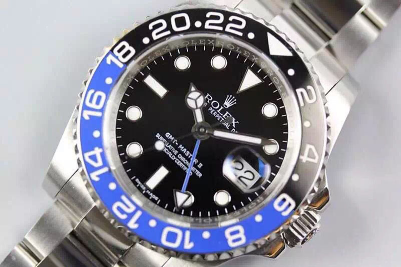 Rolex GMT-Master II 116710BLNR JF Black/Blue Ceramic Bezel on SS Bracelet A2836