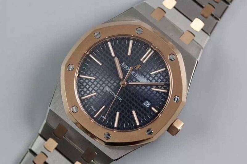 Audemars Piguet Royal Oak 41mm 15400 RG Bezel TF 1:1 Best Edition Blue Dial on SS/RG Bracelet MIYOTA 9015