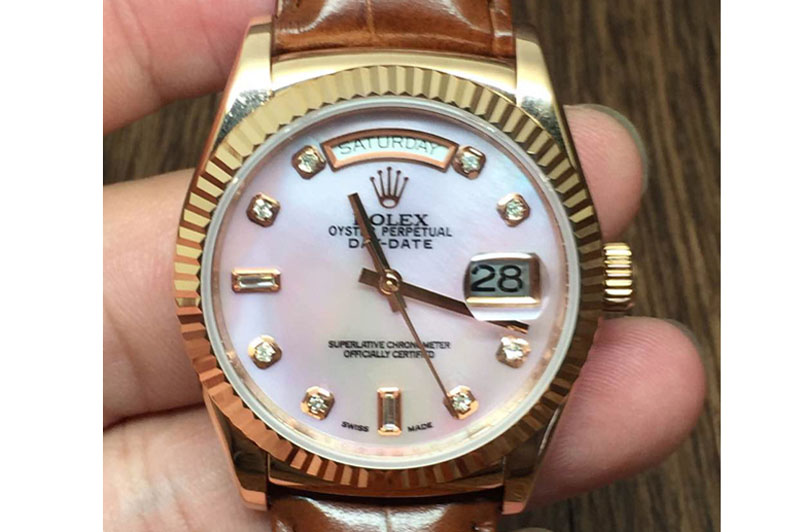 Rolex DayDate Fluted M-Pink Diam RG/LE Asian Eta 2836
