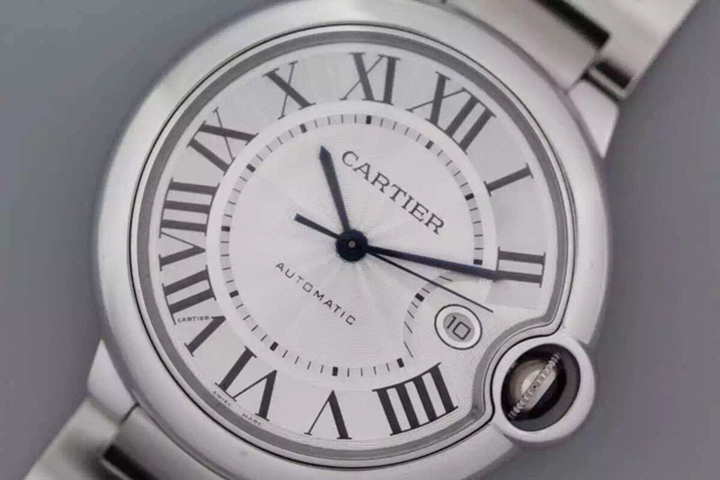 Cartier Ballon Bleu 42mm SS V6F Best Edition on Black Leather Strap A2824