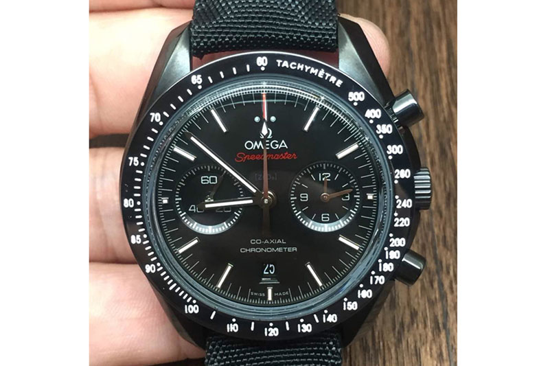 Omega Speedmaster Professional Moonwatch Chronograph PVD Black Dial on Black Nylon Strap A9300