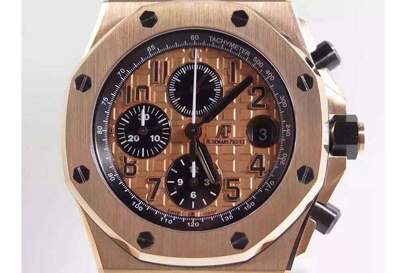 Audemars Piguet Royal Oak Offshore 2014 Gold Theme JF 1:1 Best Edition on Black Leather Strap A3126