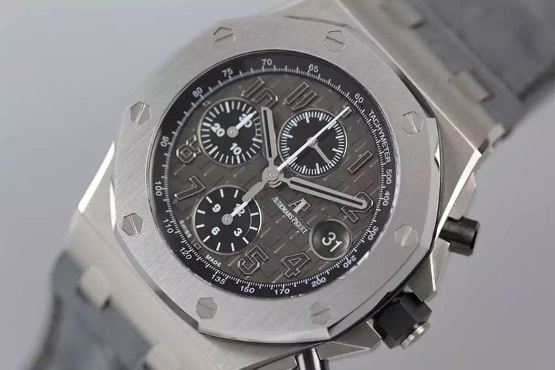 Audemars Piguet Royal Oak Offshore 2014 Gray Theme JF 1:1 Best Edition on Gray Leather Strap A3126 (Free Gray Rubber Strap)