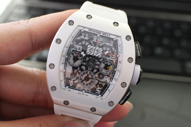Richard Mille RM011-FM (Felipe Massa) Forged Carbon Flyback Chrono PVD Skeleton Dial Asian 7750 White