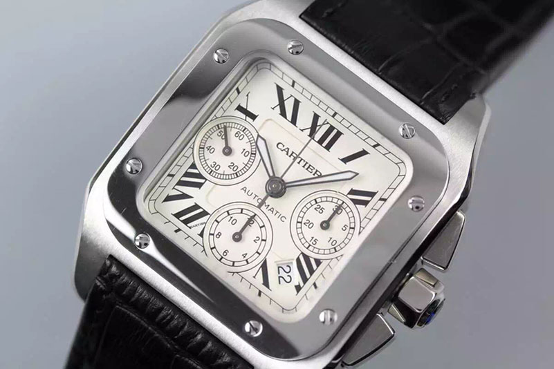 Cartier Santos 100 Chrono SS/LE White Asian7753