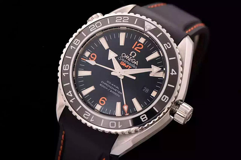 Omega 232.32.44.22.01.002 Seamaster Planet Ocean GMT Black SS/LE A8605
