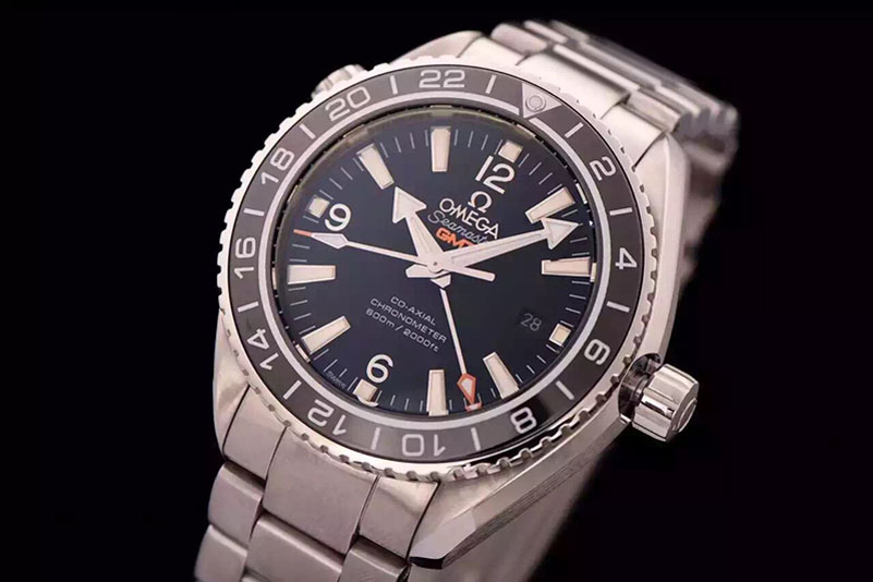 Omega 232.32.44.22.01.001 Seamaster Planet Ocean GMT Black SS/SS A8605