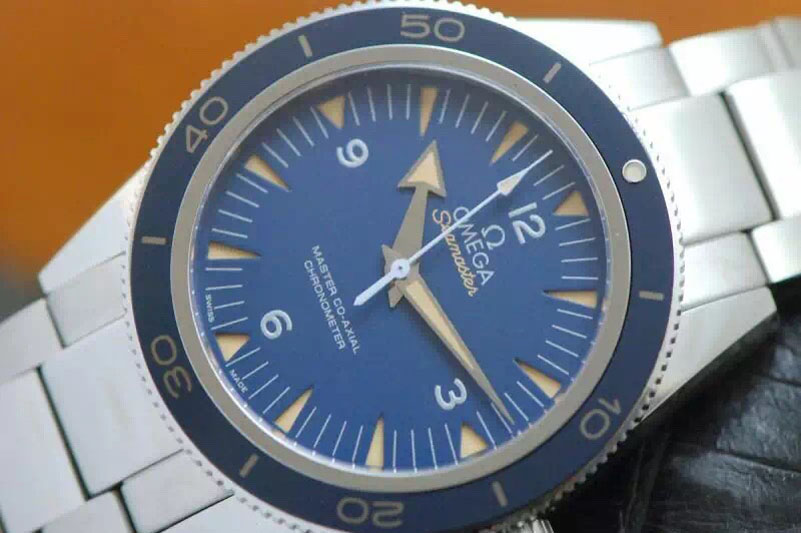 Omega Seamaster 300 Master Co-Axial Liquidmetal V6F Best Edition Blue Face on SS Bracelet A8400