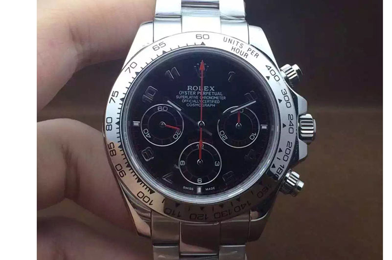 Rolex Daytona 42mm JF SS/SS Black Face Number A7750