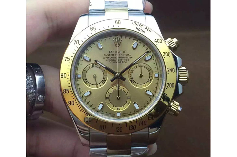 Rolex Daytona 42mm JF YG/SS Gold Face Stick A7750