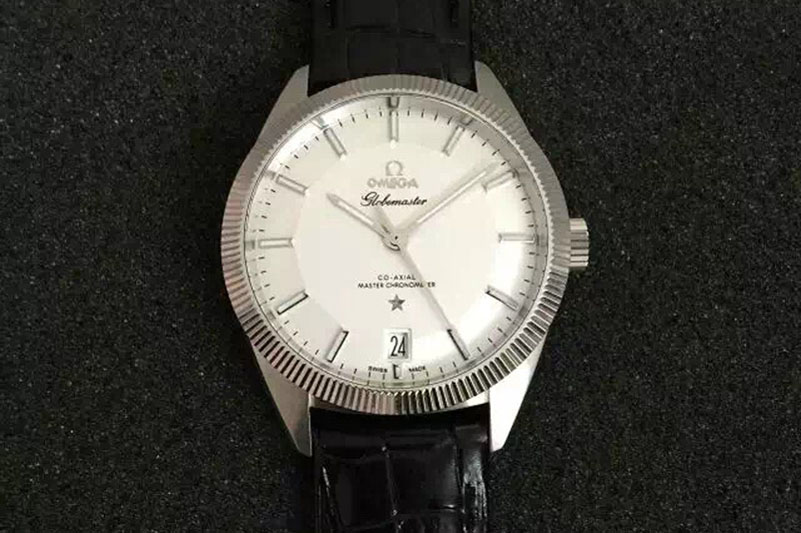 Omega Globemaster Master Chronometer SS V6F Best Edition White Dial on Black Leather Strap A8900