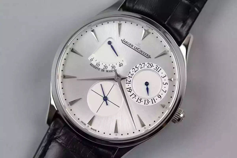 Jaeger-LeCoultre Master Ultra Thin Réserve de Marche SS ZF Best Edition Silver Dial on Black Leather Strap A938