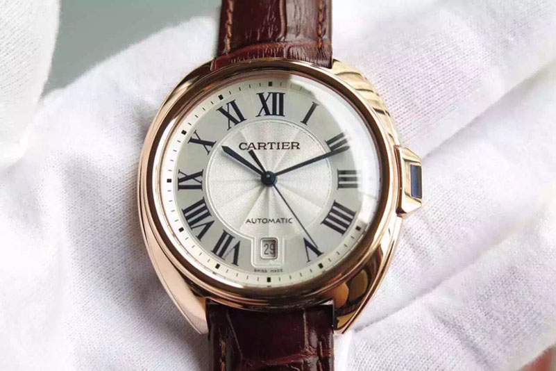 Cle de Cartier RG V6F Best Edition White Textured Dial on Brown Leather Strap MIYOTA9015