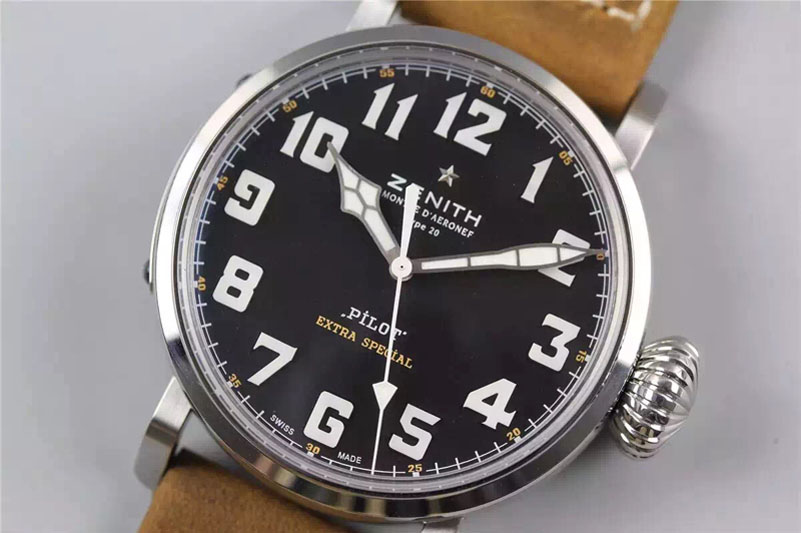 Zenith Pilot Type 20 Extra Special SS 45mm V6F 1:1 Best Edition on Brown Asso Strap A2824