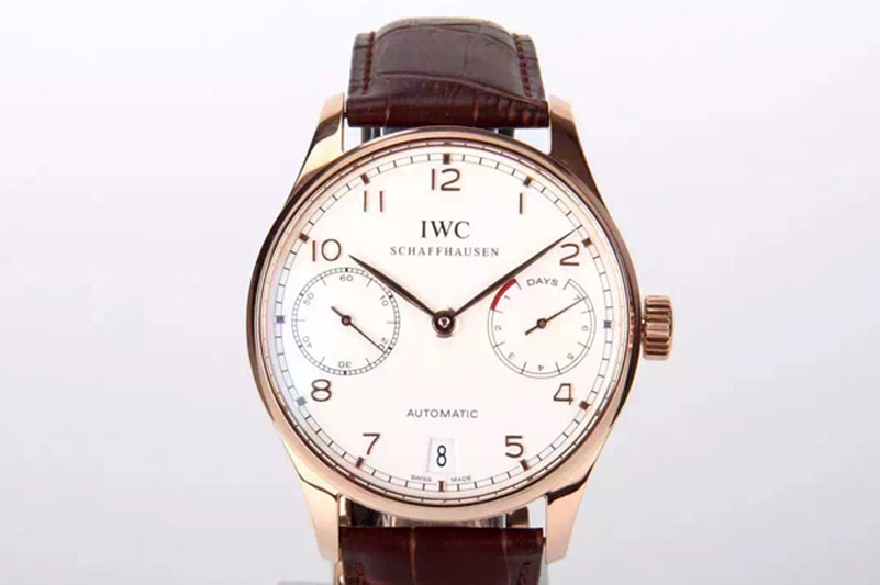 IWC Portuguese Real PR IW500704 ZF 1:1 RG Best Edition White Dial on Black Leather Strap A52010
