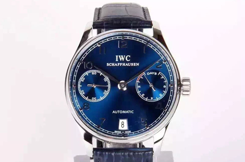 IWC Portuguese Real PR IW5007 YLF 1:1 Best Edition Blue Dial on Blue Leather Strap A52010 V2