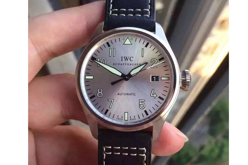 IWC Pilot Mark XVI "Father & Son 2012" MKF SS Sliver Dial A2892 on Black Leather Strap