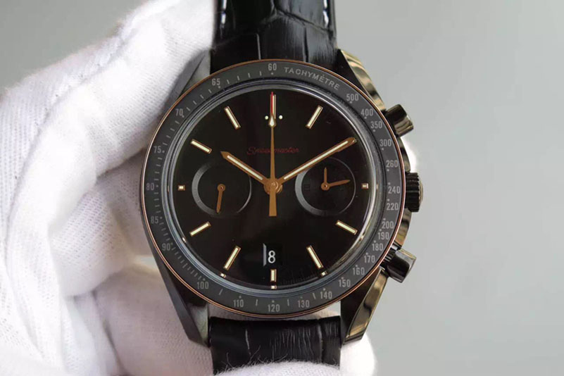 Omega Speedmaster Professional Moonwatch Chronograph PVD/RG Case On Leather Strap Best Edition A9300
