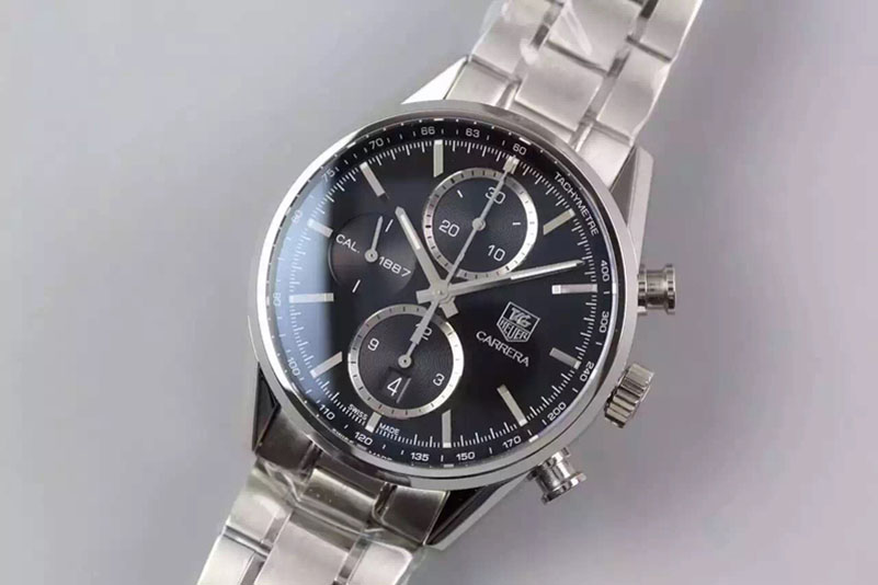 Tag Heuer Carrera CAL1887 Chronograph 41mm SS V6F 1:1 Best Edition Black Dial on SS Bracelet CAL1887