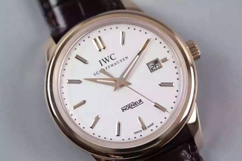 IWC IWC Ingeniuer St.Laurens RG White Black Dial MK 1:1 Best Edition A80111 on Black Leather Strap