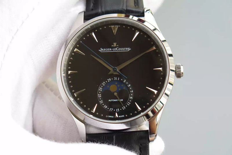 Jaeger LeCoultre Moonphase SS/LE Black Dial Cal.925