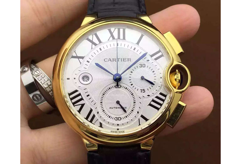 Ballon Bleu de Cartier Chronograph YG/LE White Dial A7750