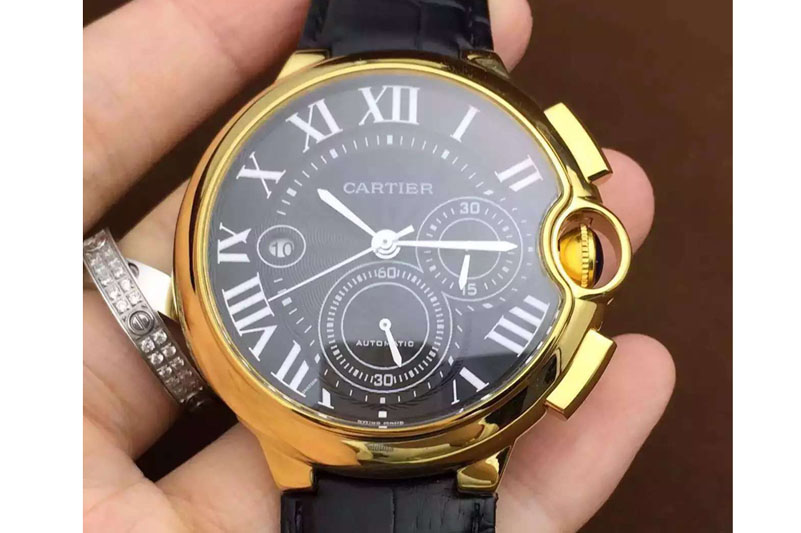 Ballon Bleu de Cartier Chronograph YG/LE Black Dial A7750