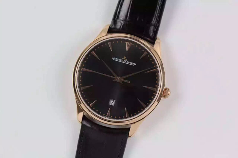 Jaeger-LeCoultre Master Ultra Thin RG Black Dial on Black Leather Strap A925