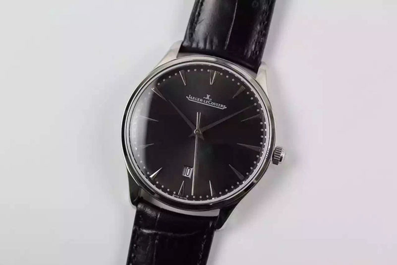 Jaeger-LeCoultre Master Ultra Thin SS Black Dial on Black Leather Strap A925