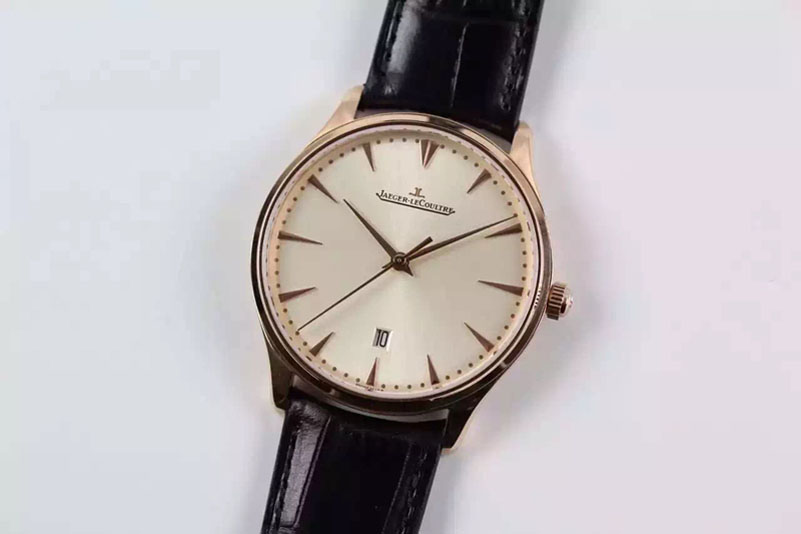 Jaeger-LeCoultre Master Ultra Thin RG Gold Dial on Black Leather Strap A925