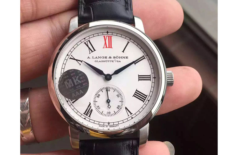 A. Lange & Sohne Saxonia SS White Dial on Black Leather Strap A2824