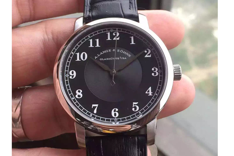 A. Lange & Sohne Saxonia SS Black/Grey Dial on Black Leather Strap A2824