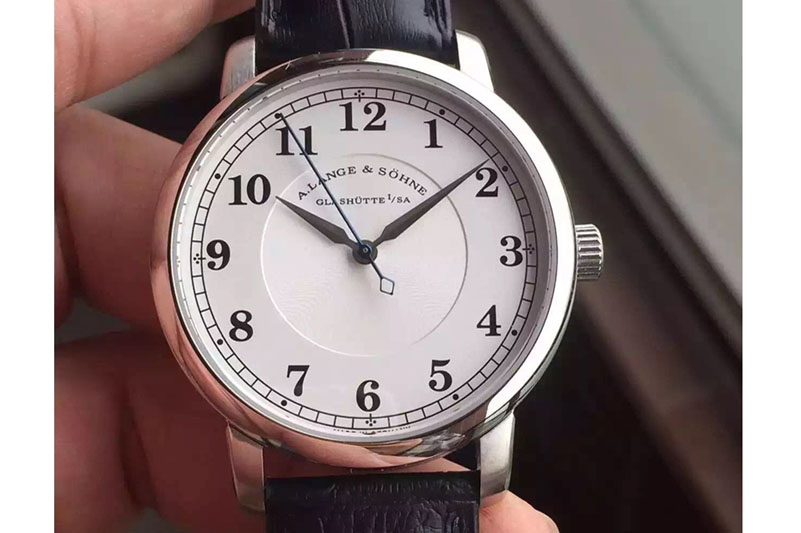 A. Lange & Sohne Saxonia SS White/White Dial on Black Leather Strap A2824