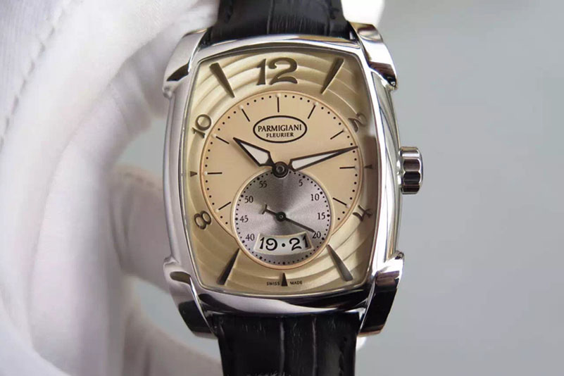 Parmigiani Fleurier Kalpa Grande SS Cream Textured Dial on Black Leather Strap A331