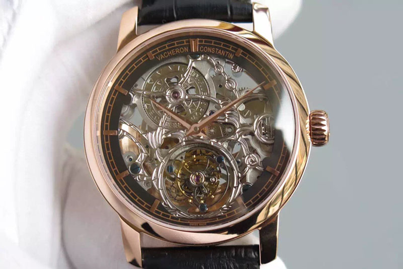 Vacheron Constantin The Patrimony Tourbillon RG TF Best Edition Black Inner Bezel Skeleton Dial
