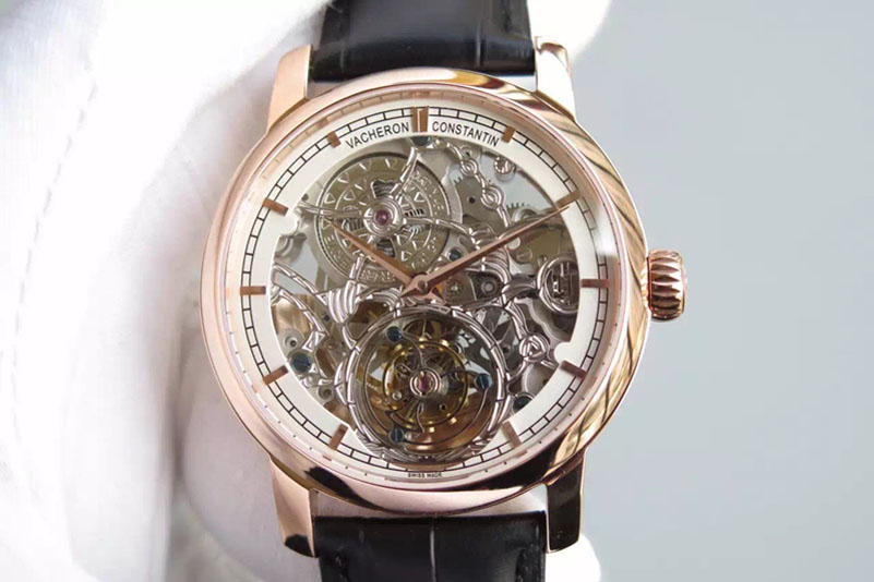 Vacheron Constantin The Patrimony Tourbillon RG TF Best Edition White Inner Bezel Skeleton Dial