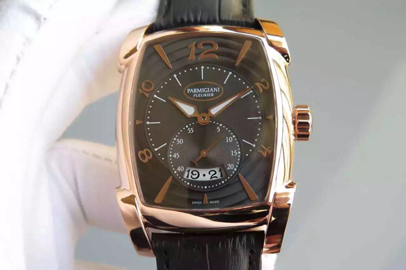 Parmigiani Fleurier Kalpa Grande RG Black Textured Dial on Brown Leather Strap A331