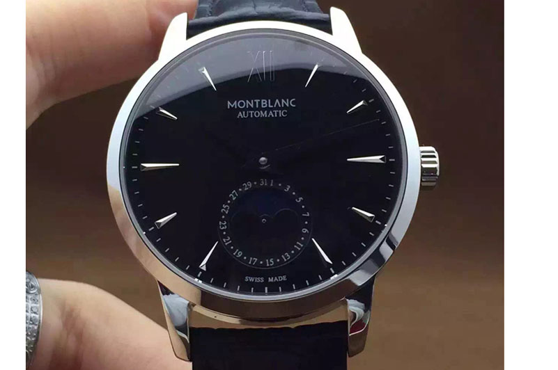 Montblanc Meisterstuck Heritage Moonstruck Black Dial Yellow Gold Marker Black Leather MB29.14