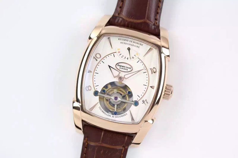 Parmigiani Fleurier Kalpa Grande Tourbillon RG White Dial on Brown Leather Strap