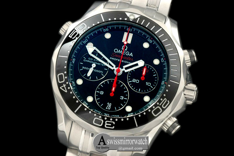 Omega Seamaster Pro 300M Chrono SS/SS Black A-7750