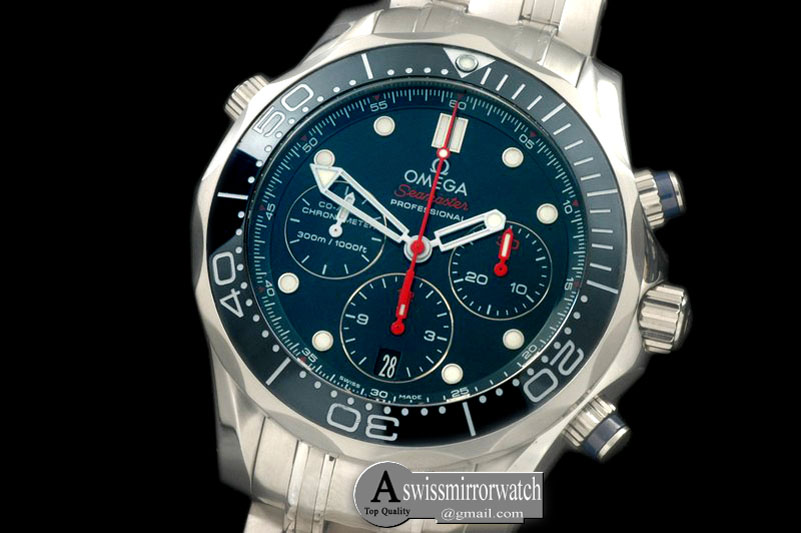 Omega Seamaster Pro 300M Chrono SS/SS Blue A-7750